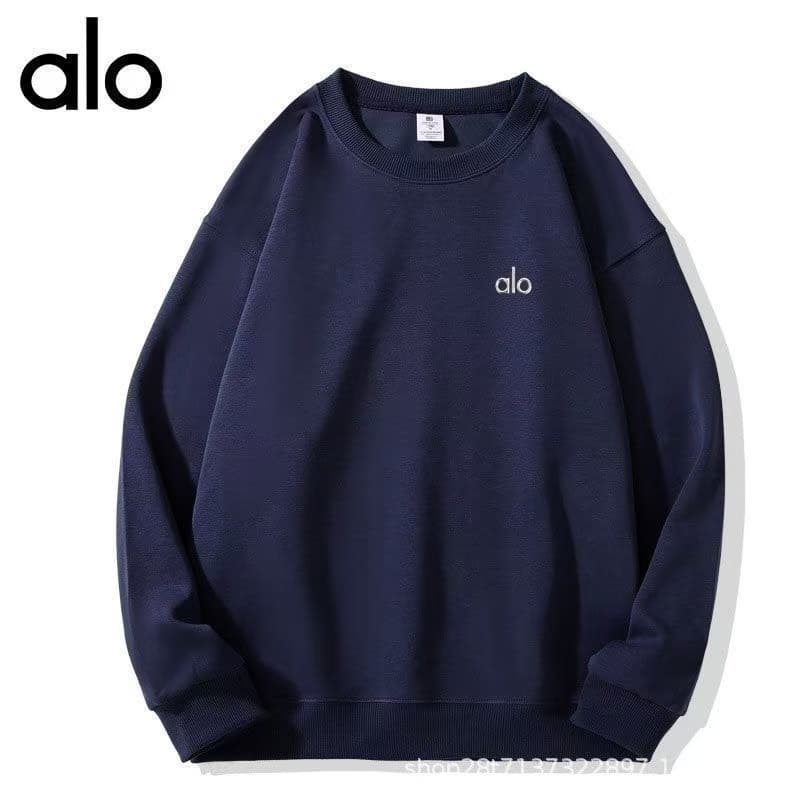 Sweat-shirt ALO Basic à manches longues et col rond avec mini broderie sur la poitrine pour femmes