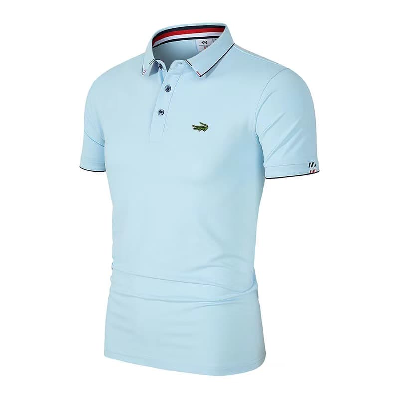 Polos homme en coton brodé, collection printemps-été, décontractés et respirants, à revers.