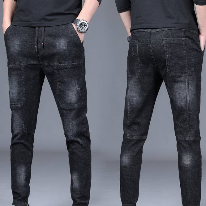 Men's Clothing Handsome Black Casual Jeans Men's Slim Fitting Skinny Pants Versatile Fashion