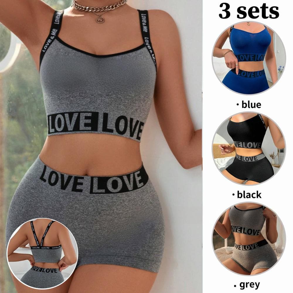 Underwear & Sleepwears Fashionable Letter Sports Bra Set Camisole Vest Beautiful Back Boxer Pants Ladies Bra