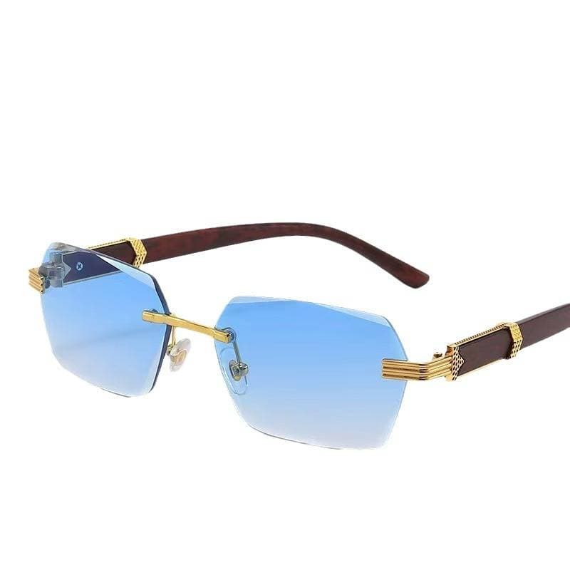 Lunettes de soleil unisexes effet bois – Verres carrés UV400 (8 couleurs de verres)