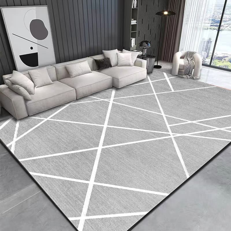 Living Room Rug Large-sized Rug With Geometric Pattern Bedroom Rug Plush Thickened Machine Washable Thickened Rug Bedside Rug Interior Decorative Rug