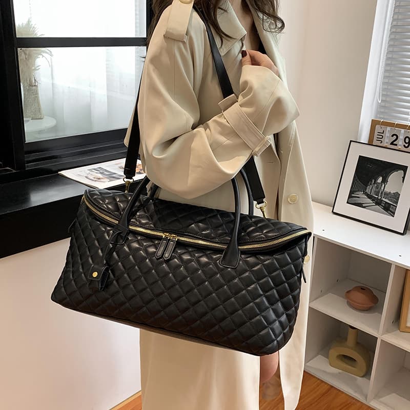 New Fashion Lingge Travel Single Shoulder Large Capacity Business Boarding Tote Bag Hands Improve Texture