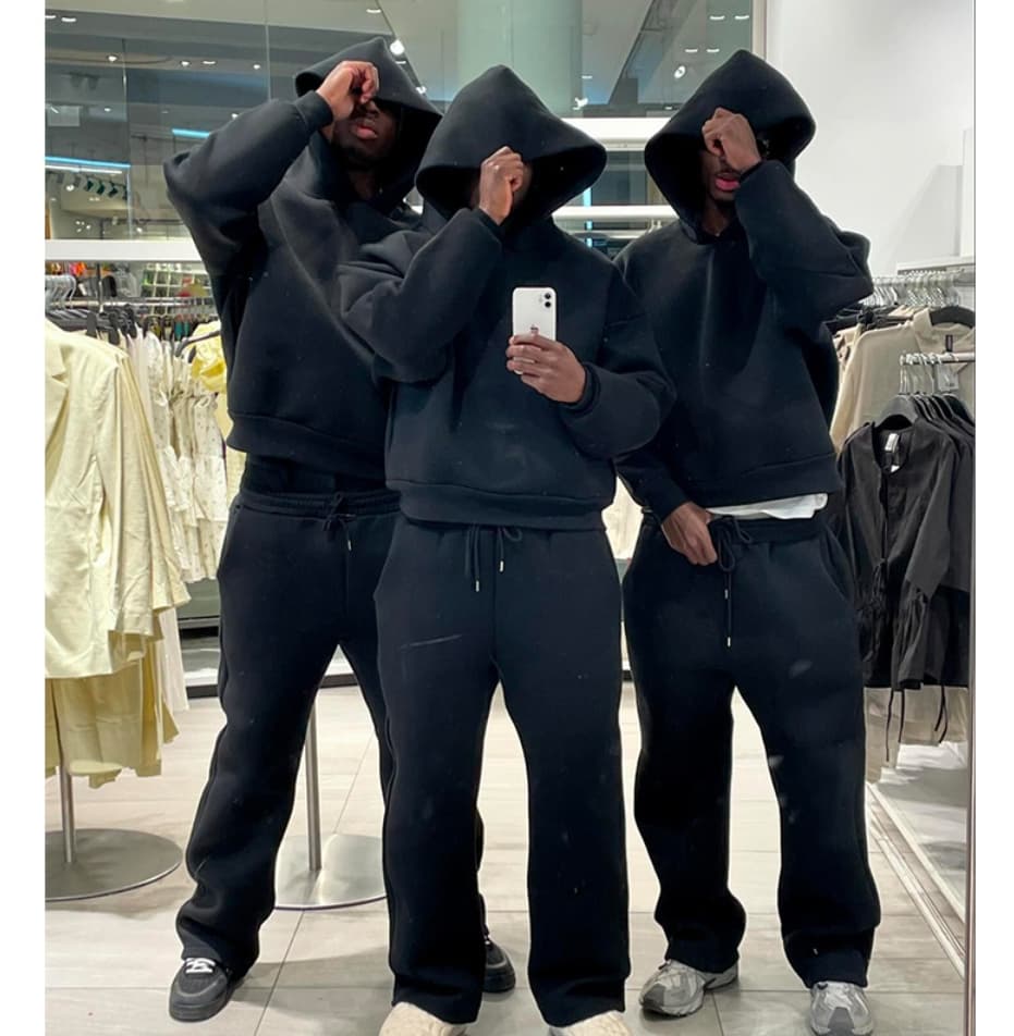 Men's Clothing Minimalist Hoodie Set - Oversized Cotton Sweatshirt & Sweatpants | Couple Matching Loungewear