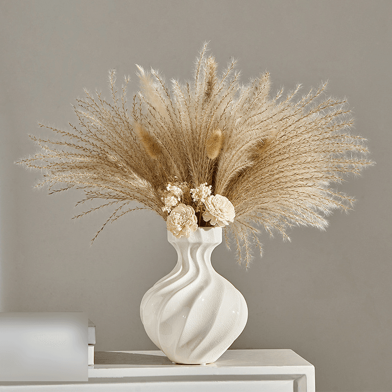 Creative Ice Crack Spiral Ceramic Vase Dried Flower Arrangement High End Living Room Interior Soft Furnishings Decoration