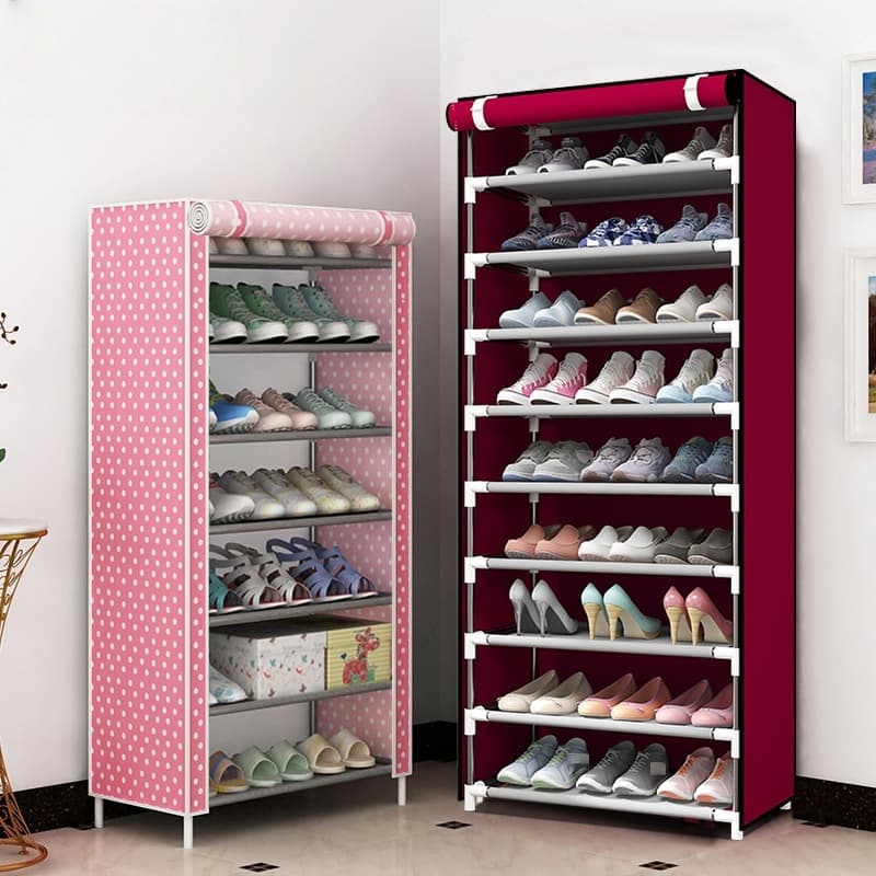 Metal Shoe Rack – 6/8-Tier Adjustable Shoe Organizer With Modern Design, Space-Saving Assembly (Rust Red/Coffee/Silver Grey/Artistic Prints)