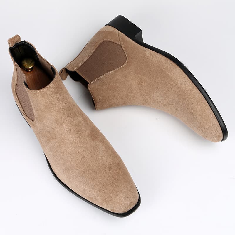 Men's Small Square Head Ankle Boots Stylish Chelsea Shoes For All Seasons