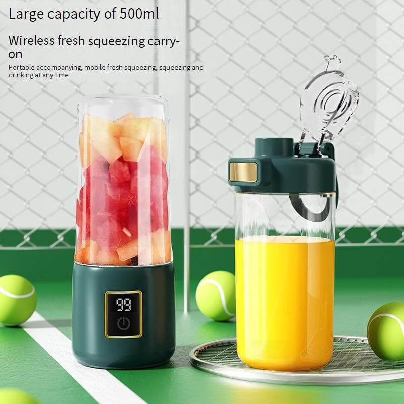 ​​Wireless Portable Juicer Blender With 12 Blades, 500ml Glass Cup, USB Rechargeable, For Fruits & Vegetables, Baby Food, Smoothies, Travel & Home Use