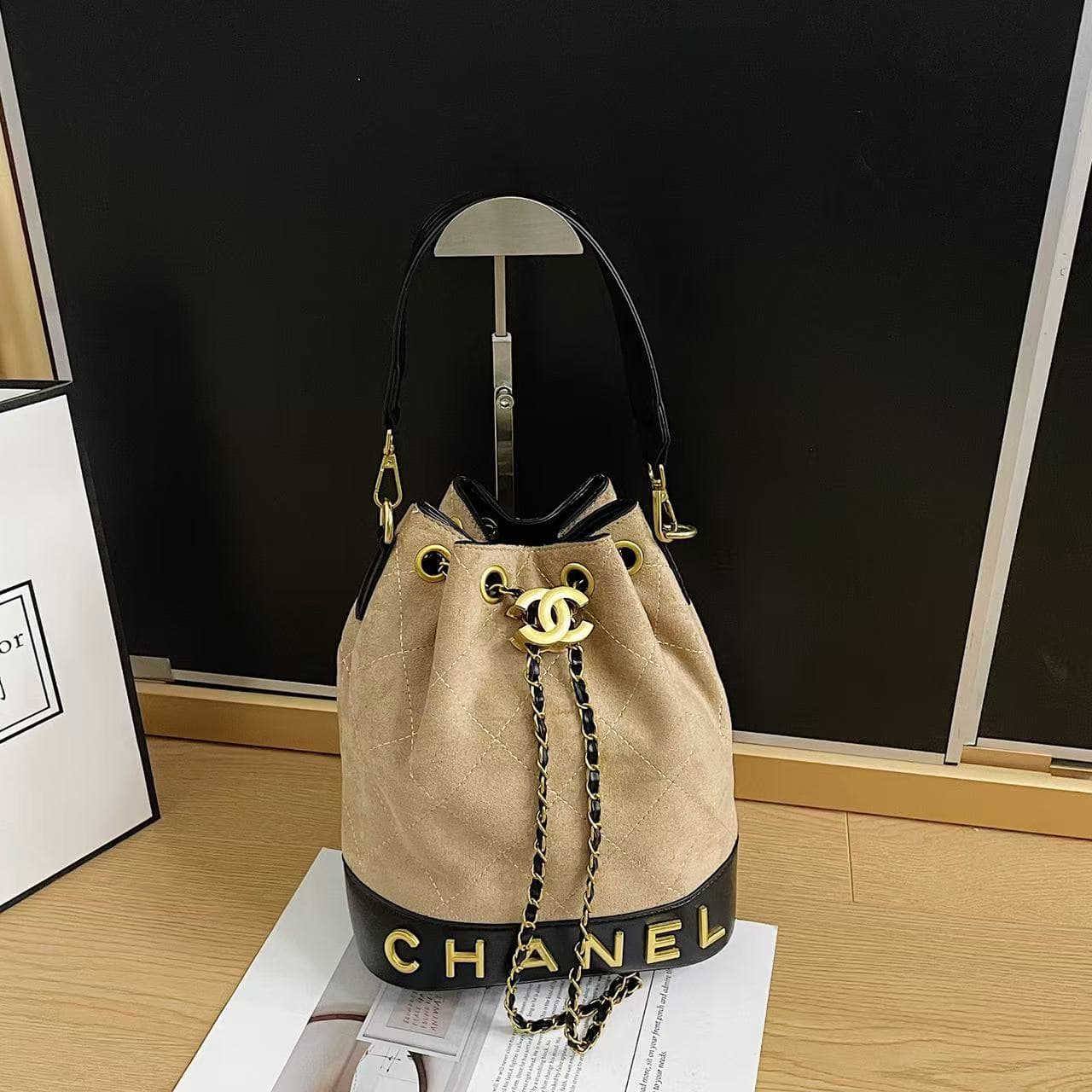 Sac seau bandoulière femme, style rétro matelassé, cordon de serrage en cuir PU mat souple, marron