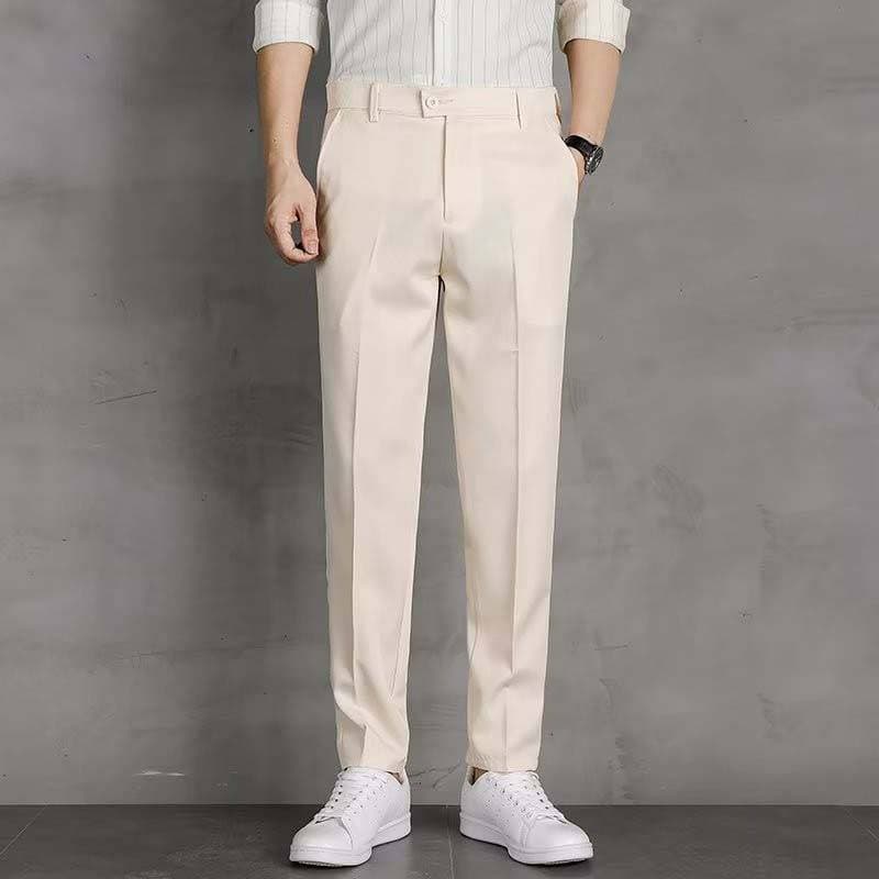 Pantalons décontractés pour hommes Printemps et automne Été Pantalons de costume élastiques fins Pantalons à neuf points