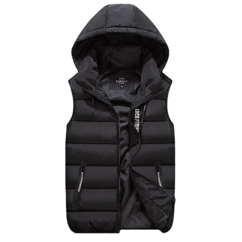 Men's Waistcoat Men's Thick Coat Cotton Vest With Hooded Youth Vest Coat