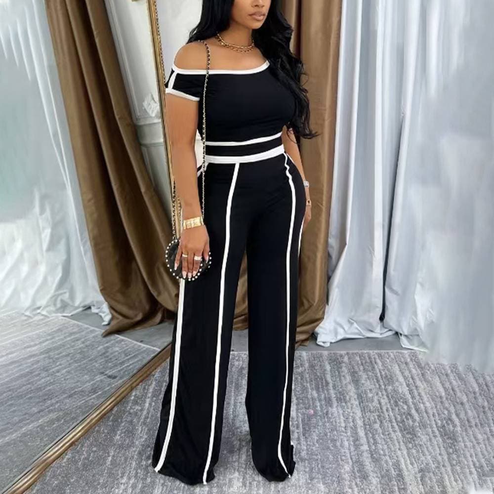 Women's Clothing Casual One Shoulder Slim Fit Sexy Sports Style Trousers Niche Suit