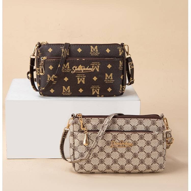 Women's Vintage Crossbody Bag – PVC Monogram Shoulder Purse (Lightweight & Multi-Pocket)​