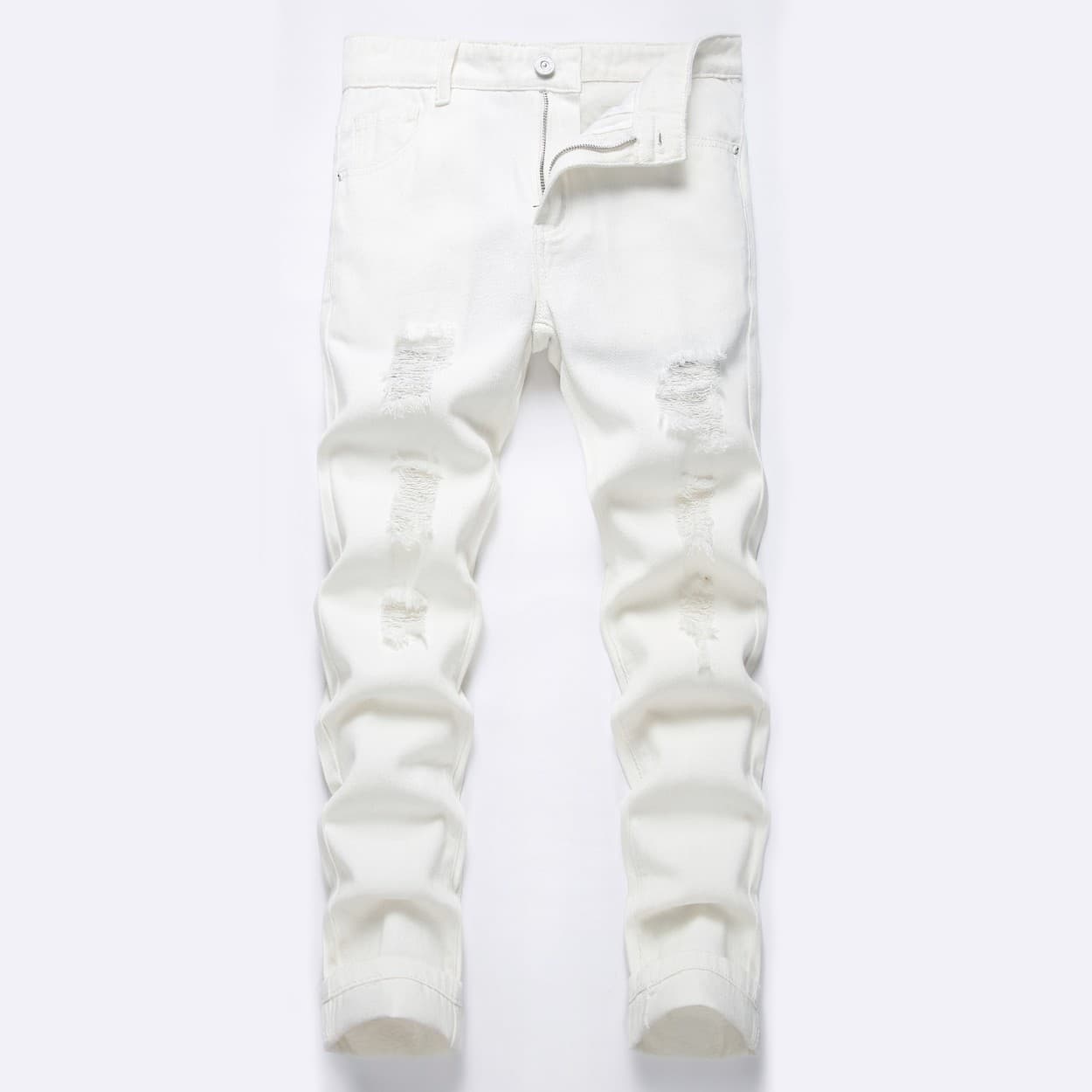 Young Boys Clothing White Stretch Straight Denim Trousers