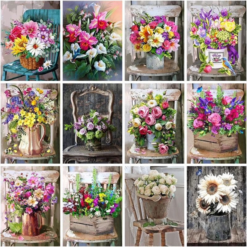 PhotoCustom Diy Diamond Painting 5d Diy Full Square Drill Diamond Beautiful Flower Scenery Round Diamond Artwork Gift
