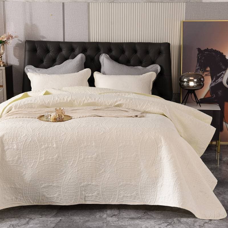 3-Piece Washable Cotton Bed Cover Ultra-Sonic Stitching Quilt Outer Single Bed Cover All-Season Design Bedding Sets