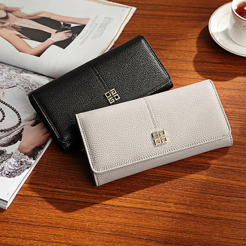 2023 new long women's wallet European and American simple fashion buckle ladies large capacity clutch bag wallet wholesale