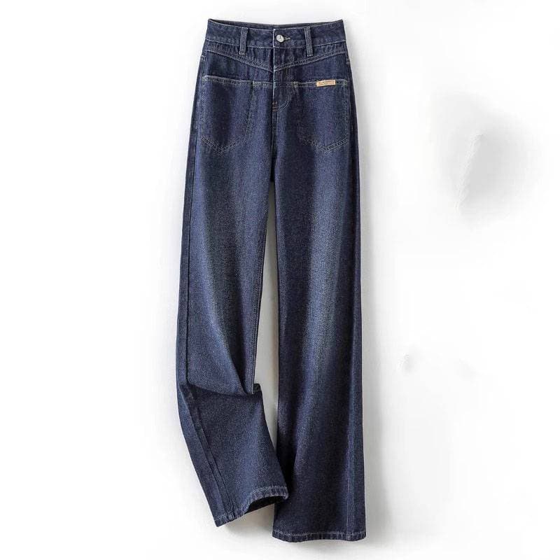 Women's Clothing niche design straight pants retro fashionable slim pocket high waist casual jeans