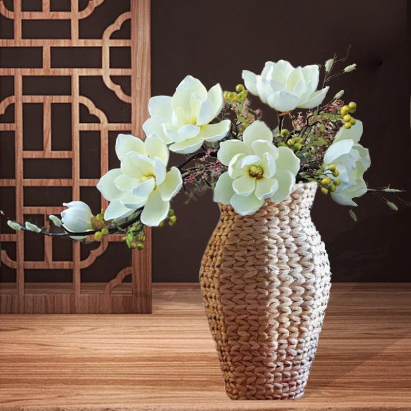 1Pcs Lincao Vase Grass Woven Vase Dry Flowerpot Woven Flower Vase Rattan Holder Woven Basket
