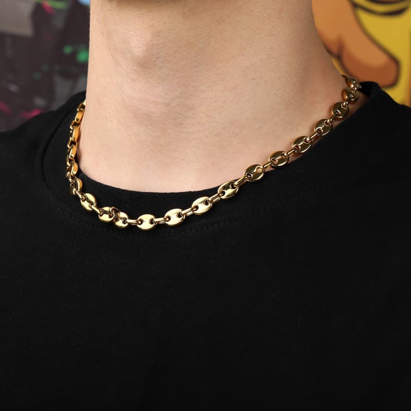 Stainless Steel Button Hip Hop Chain Real Gold Electroplated Titanium Steel Necklace Men And Women Clavicle Chain Necklace