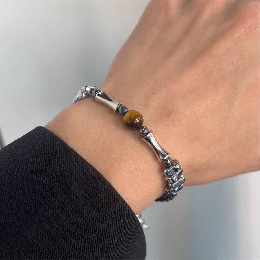 Natural Retro New Chinese Tiger Eye Stone Bracelet Neutral Temperament Men's Design Light Luxury Obsidian Bracelet