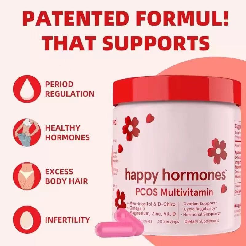 Happy Hormones PCOS Multivitamin Healthy Hormones Support Supplement Capsules