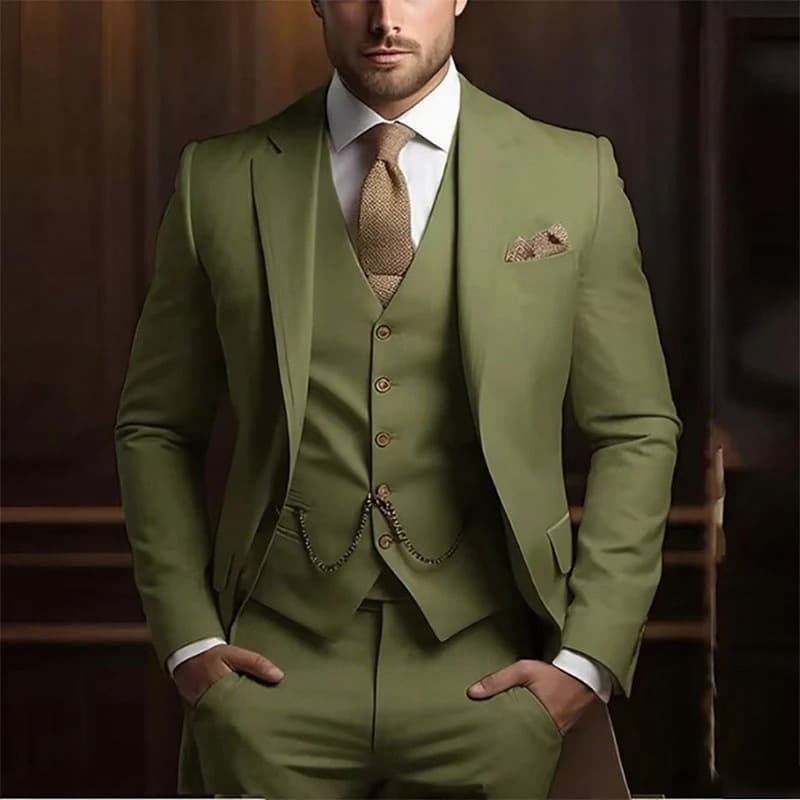Ensemble de costume 3 pièces premium pour homme - Coupe slim, blazer de mariage et de cérémonie avec gilet et pantalon