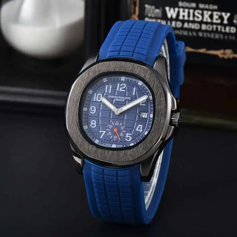 Montre à quartz Patek Classic noire pour homme, bracelet en caoutchouc, de haute qualité
