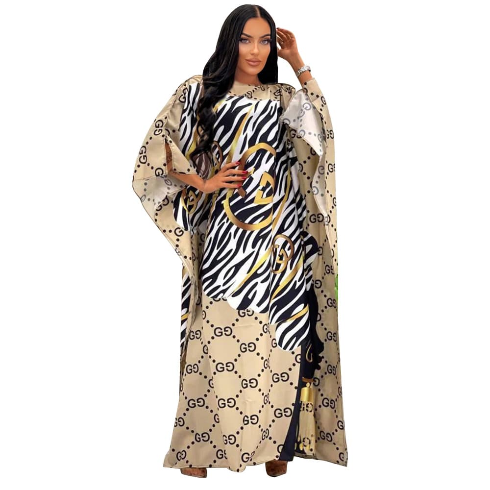 Robe ample imprimée à col rond pour femme