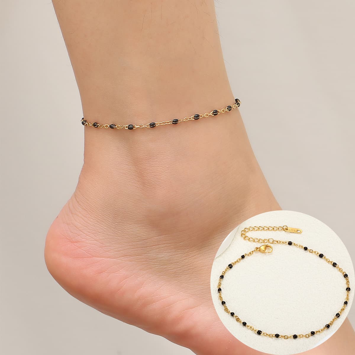 Stainless steel cross chain oil drop anklet Bohemian holiday style beach anklet jewelry
