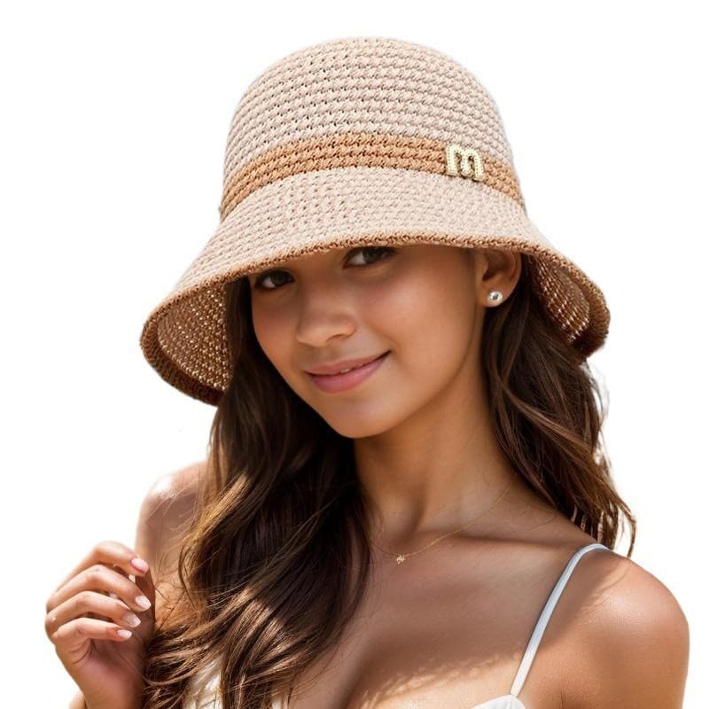 Spring Summer Straw Woven Fisherman Fashionable Versatile. Sunscreen Are Breathable And Show Off The Face. Small