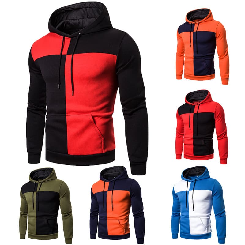 Men's Clothing autumn and winter new men's clothing creative splicing sleeve casual hooded men's sweatshirt W25