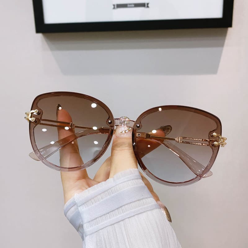 Women's Summer Beach UV Protection Sunglasses 2021 New Trendy Fashion Round Face Internet Celebrity Glasses 6066
