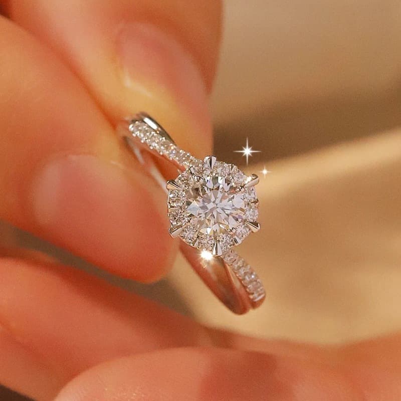 sterling silver ring female star woven moissanite diamond ring one carat live twist arm female ring live supply
