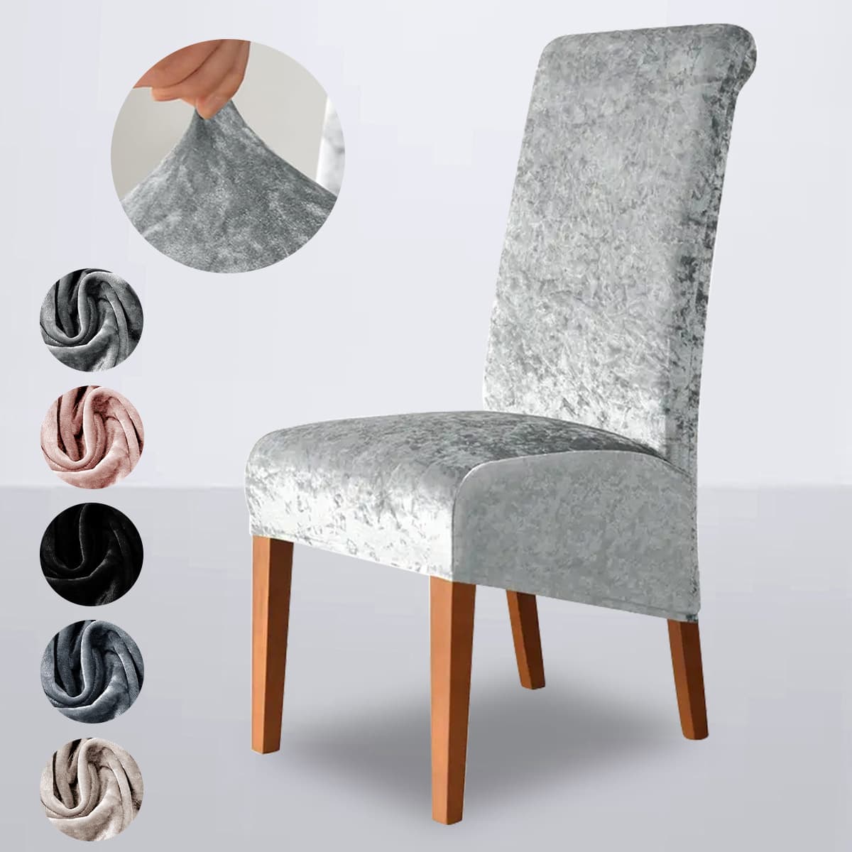 Premium Elastic Velvet Chair Cover - Gold Diamond Pattern For High Back Dining Chairs (Luxury Home & Hotel Use)​