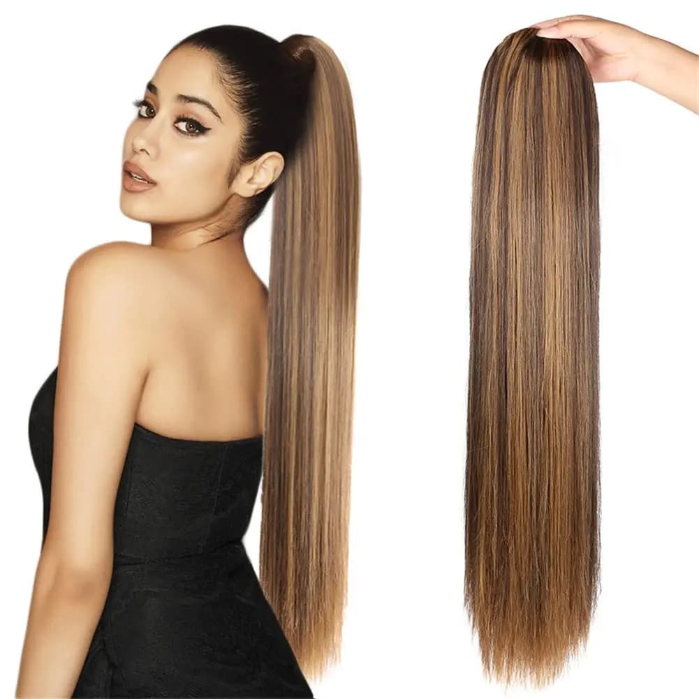 P4/27 Color Straight Ponytail Drawstring Ponytail 100g 16-26Inch Brazilian Remy Human Hair Thick Cips In Extensions For Women