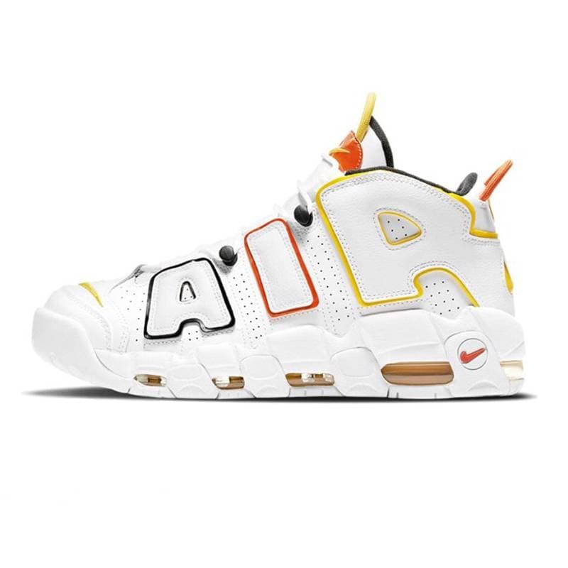 Chaussures de basket-ball Hommes Nikes Airs More Uptempo 96 Total Scottie Pippen Blanc Varsity Rouge Vert Multi Noir Bulls Université Bleu Femmes Ba