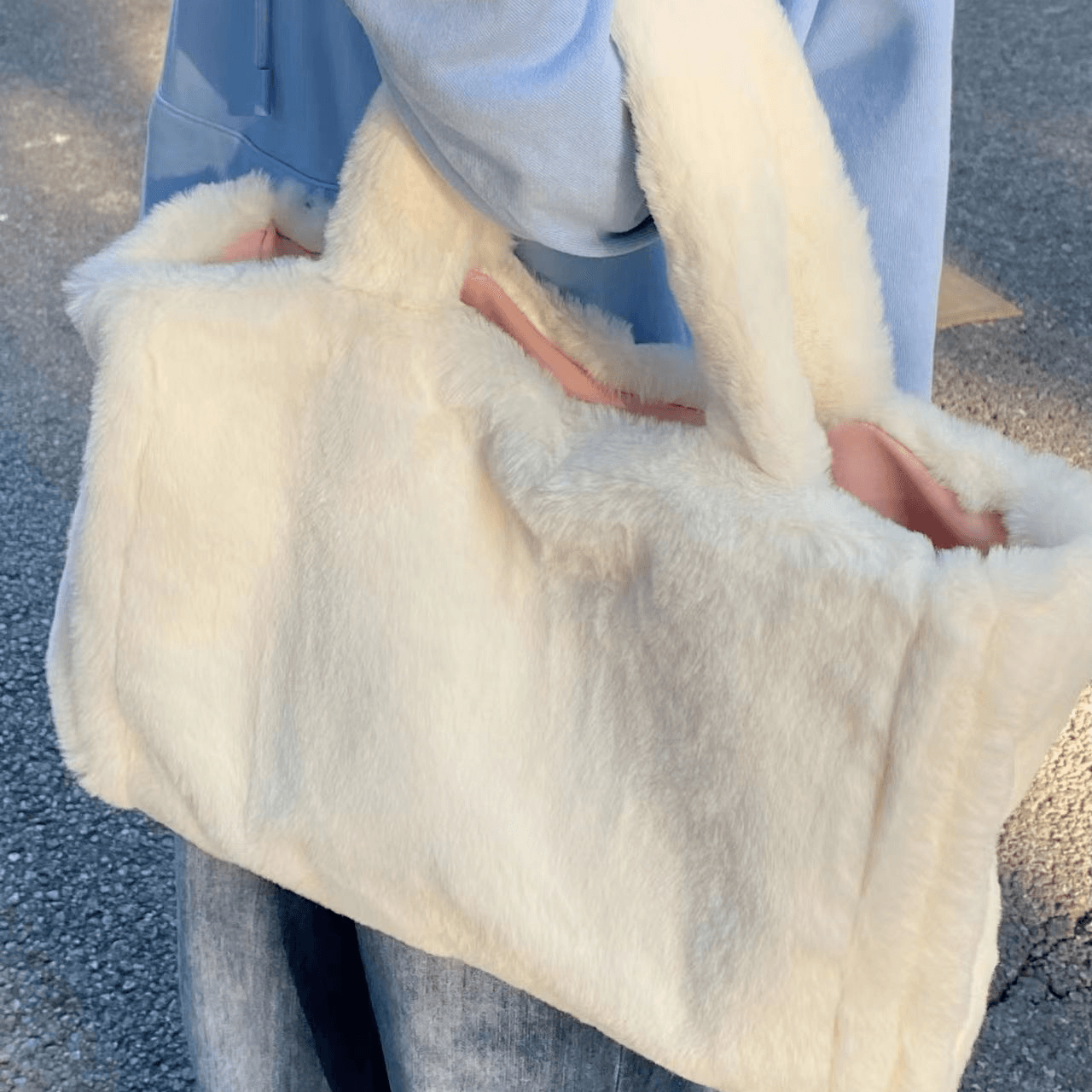 Soft Portable Tote Bag Women's 2024 Autumn and Winter New Cute Furry Large Capacity Shoulder Bag Mao Mao Bag
