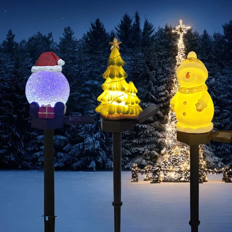 Solar Christmas Garden Lights Santa Claus Snowman Xmas Tree Decor Outdoor Waterproof Lawn Lamp Yard Street Pathway Park Lighting