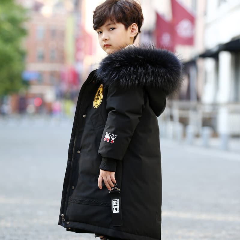 Kid's Clothing Boys' Medium And Long White Duck Down Casual Coat