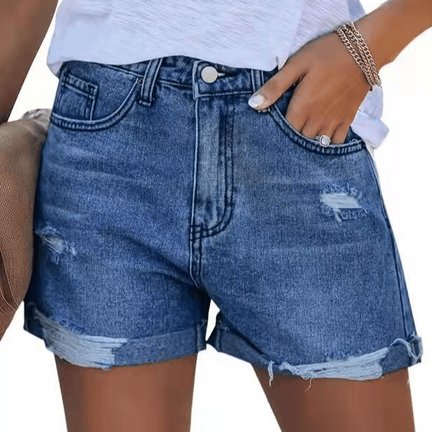 Women's jeans ripped denim shorts