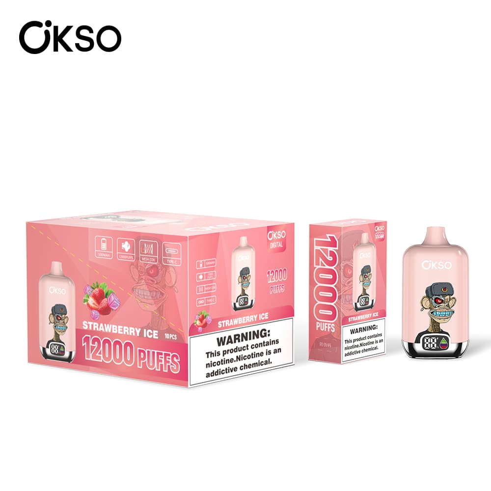 (Mise à niveau du produit ELF BOX 12 000 bouffées - 28 saveurs) Cigarette électronique jetable OKSO Digital 500 mAh, 12 000 bouffées, saveur fr