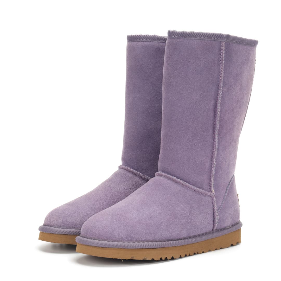 Bottes de neige montantes classiques automne/hiver en cuir véritable à tige droite pour femmes et hommes