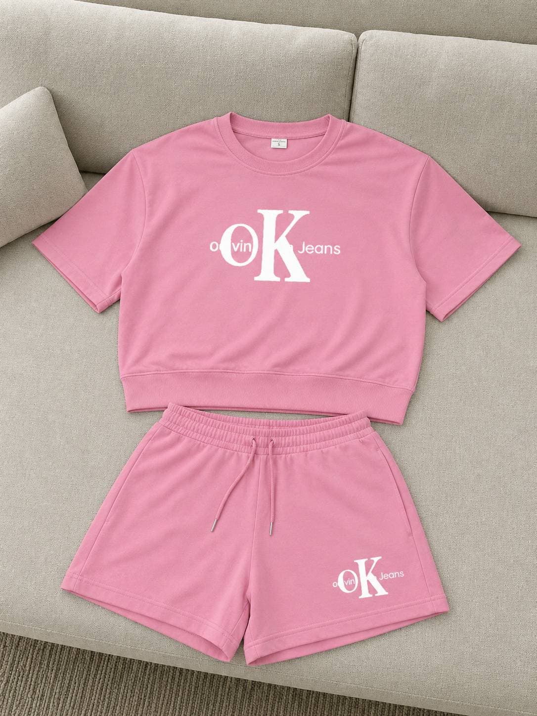 DR Bear Women's Summer Sports Suit Fashionable Casual Two Piece Set With T-Shirt And Shorts Chic Youthful Style