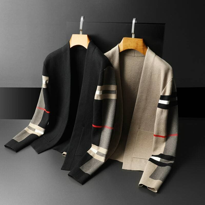 Men's Clothing Blue striped sweater men and women autumn and winter new style trend fashion V neck knitted cardigan jacket top tide