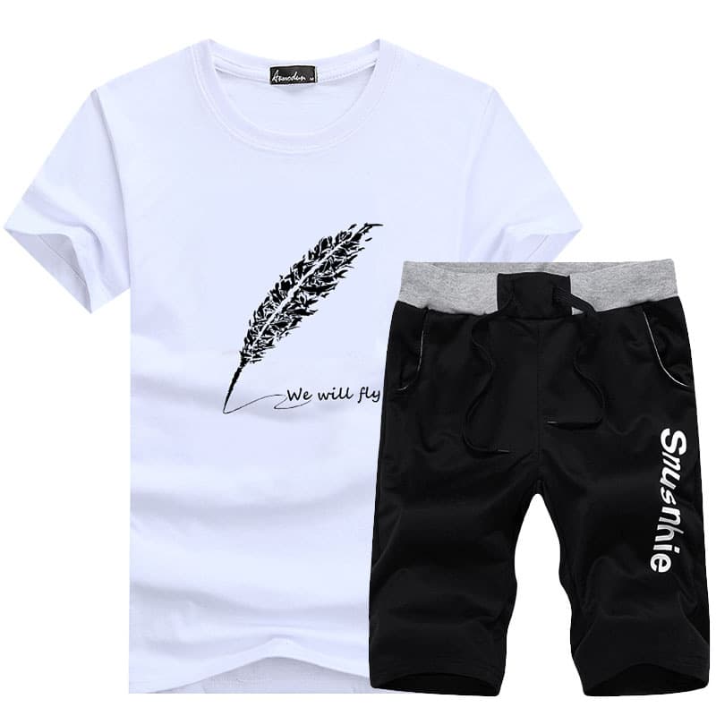 Men's Clothing 2024 Summer Men's Short-sleeved T-shirt Casual Running Half-sleeved Sports Suit Trendy All-match Shorts Sports