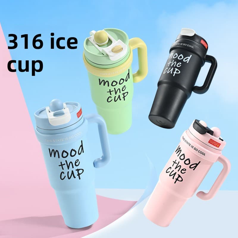 Tasse Big Mac Bingba en acier inoxydable 316, isolation thermique et isolation contre le froid, tasse de voiture de 113 cl, grande capacité, gobelet à eau avec paille