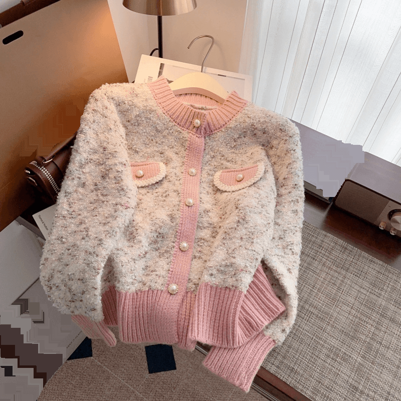 Women's Clothing style sweater jacket for women new autumn and winter thickened high end feeling super good looking knitted cardigan top