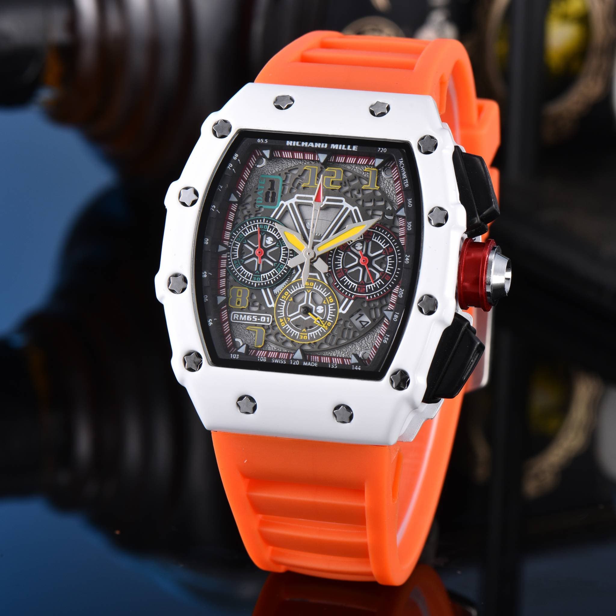 Montre homme de luxe à quartz avec calendrier, design creux AAA, 6 broches, multifonctionnelle, idéale pour les affaires. Cadeau d'anniversaire.