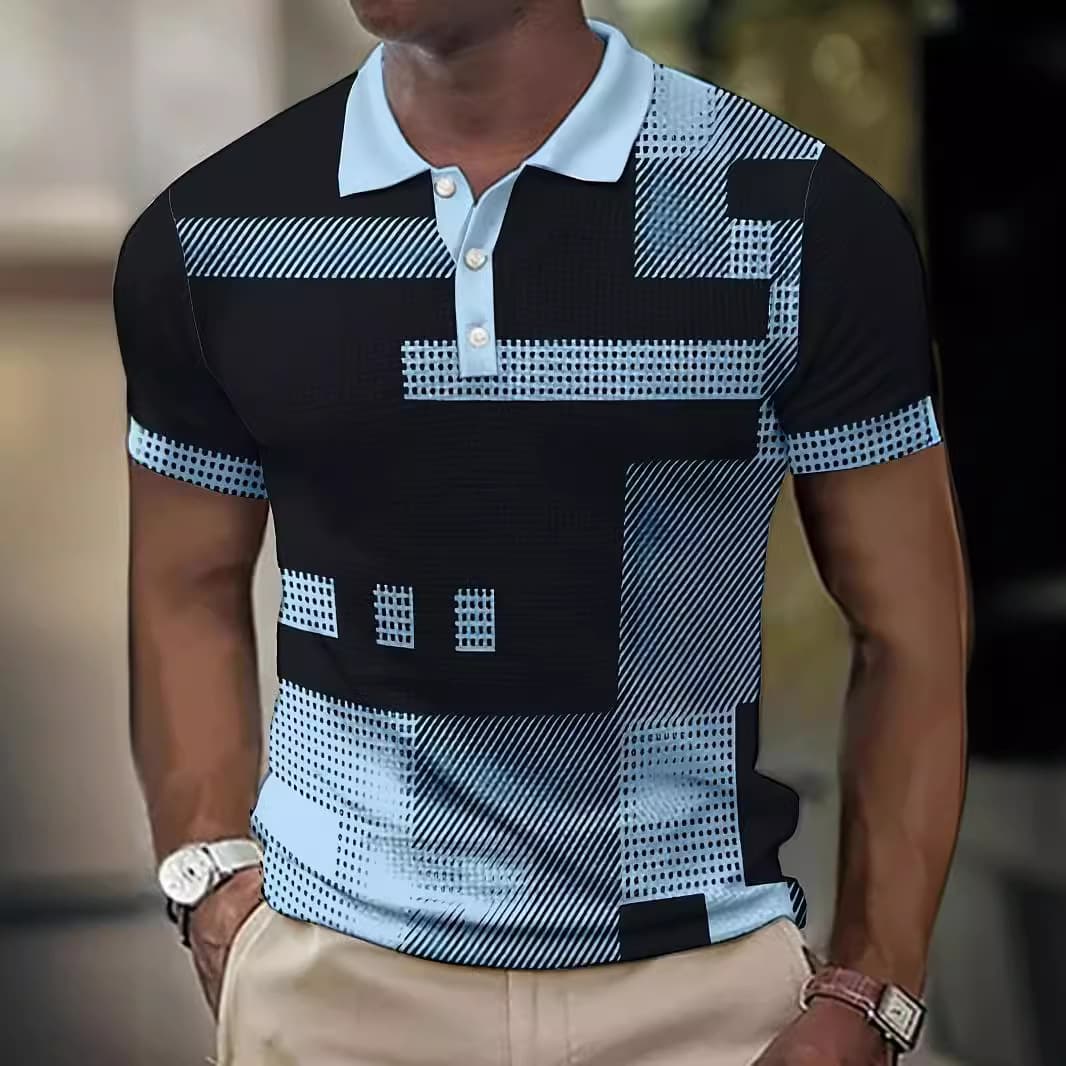 Men's Clothing Men's New 3d Fav Digital Printing Sports Men's Short Sleeved Polo Shirt